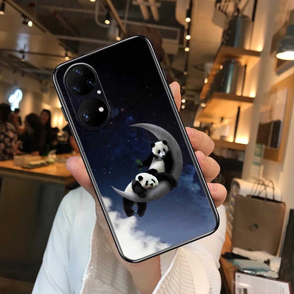 Super roztomilé pouzdro na telefon Panda pro Huawei p50 P40 p30 P20 10 9 8 Lite E Pro Plus Black Etui Coque Painting Hoesjes comic fas