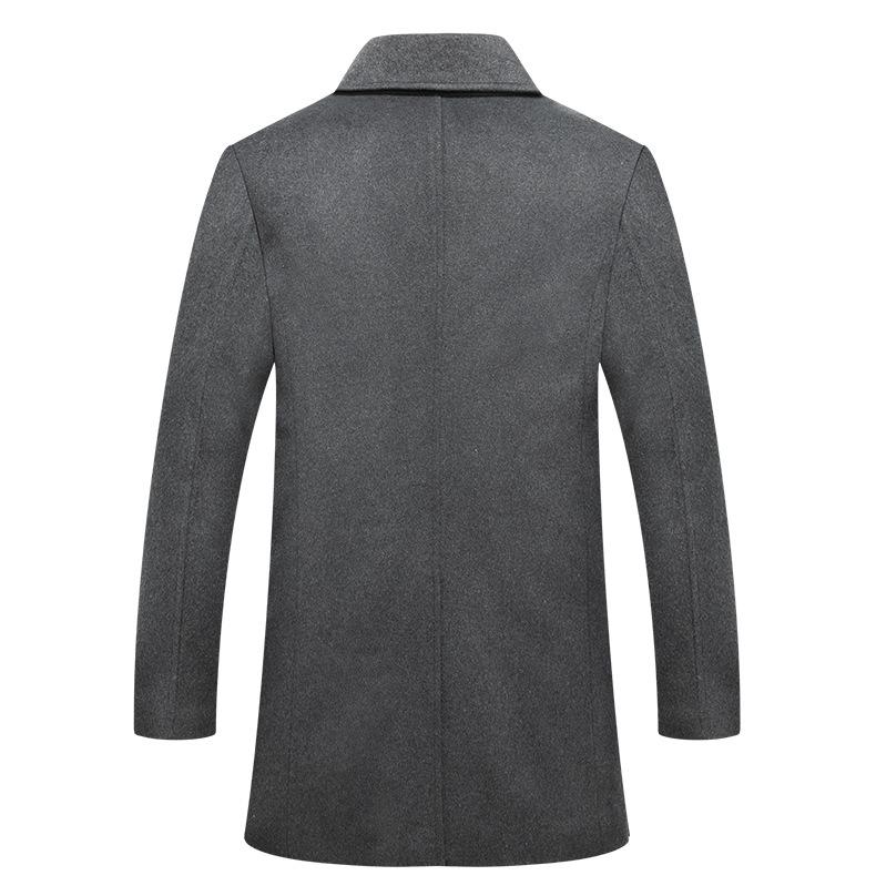 Men's European-Size Double-Breasted Woolen Coat - Medium Length, Fashionable Lapel for Autumn & Winter