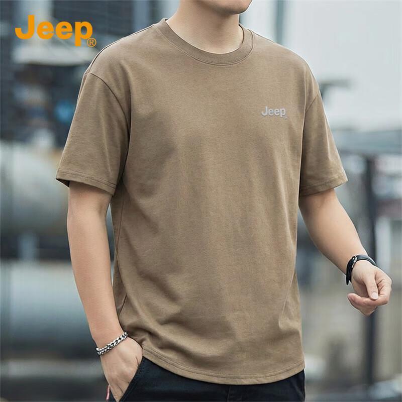 JEEP Men s Solid Color Loose Fit Crew Neck Short Sleeve T-Shirt XL