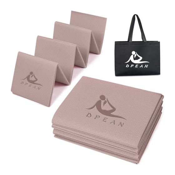 Yoga Mat Foldable Training Mat Thick 6mm DPEAN Exercise Mat Lightweight Travel Portable Foldable Fitness Storage Bag Included (173*61cm)