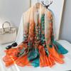 Print Silk Scarf Hijab Women Spring Deisgn Soft Beach Stoles Elegant Head Scarves Echarpe Shawl Satin Large Wrap Echarpe Bandana