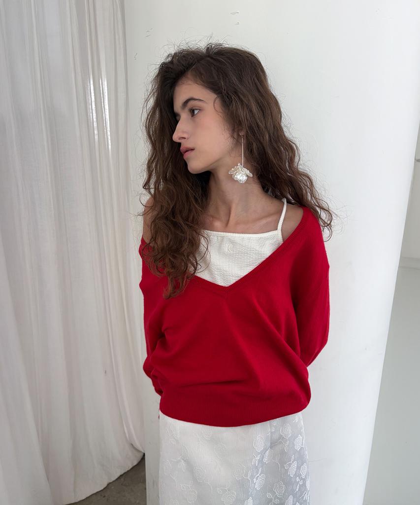 Poeteuseoul Deep V Knit_Red