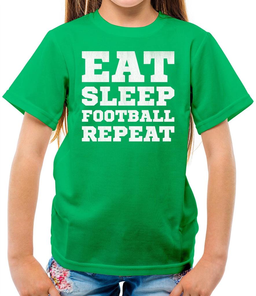 Eat Sleep Football Repeat - Kids T-Shirt - Footie - Soccer - Team - Player - Fan