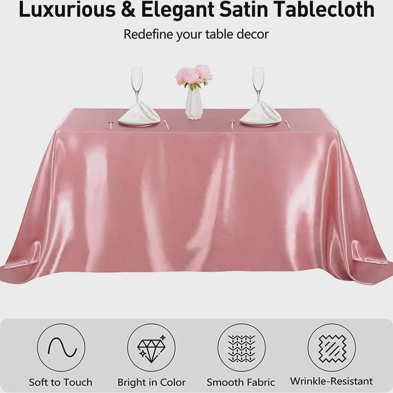 Rectangle Wedding Satin Tablecloth 57x102inch Bright Smooth Silk Table Cover for Wedding Banquet Anniversary Dining Table Decoration