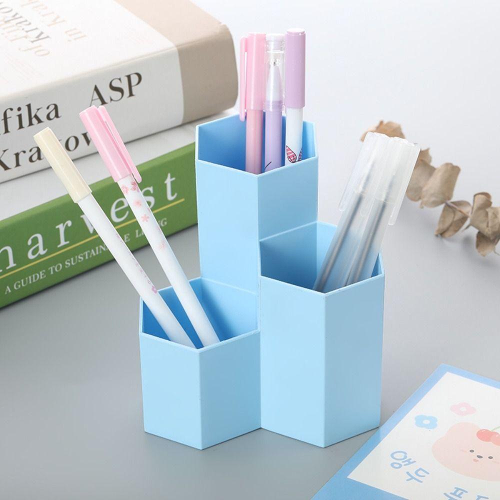 Large-capacity Pencil Case 3-Grid Desktop Organizer Nordic Pen Holder  Student