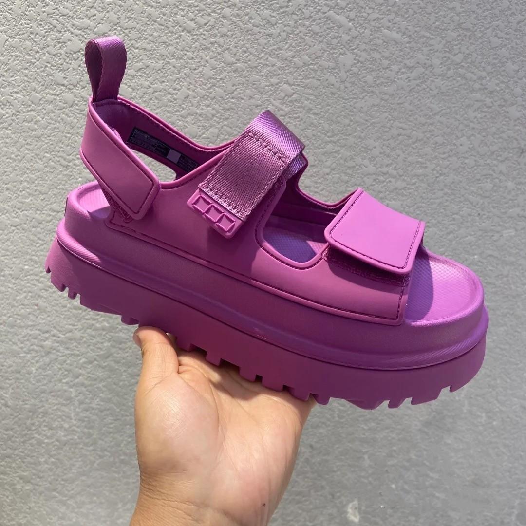 

Высокая мода 2025 весна-лето новые повседневные римские сандалии толстая подошва увеличивающие рост липучка пляжная обувь мягкая подошва конфетный цвет 35