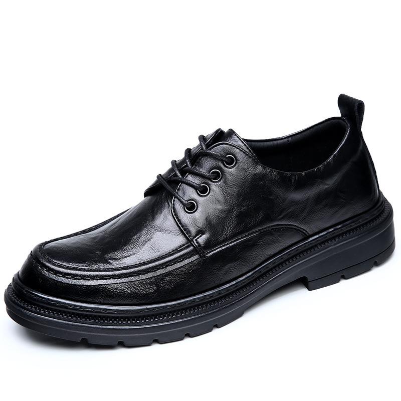 Leather shoes men's new business dress Korean version of trend British style men's casual versatile commuting thick-soled heightening shoes