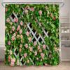Fence Flowers Shower Curtains Blue Window Nature Floral Plants Scenery Modern Garden Wall Hanging Home Bathroom Decor with Hooks