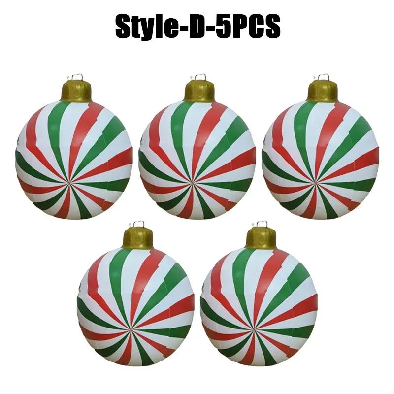 1-5PC Inflatable Christmas Candy Ball Outdoor Lawn Garden Decoration Holiday Ornament Fun Party Prop Festive Scene Display Decor
