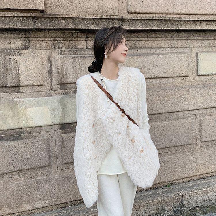 Vest winter clothes imitation lamb plush coat autumn and winter new imitation fur vest young coat