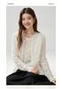 2026 Autumn Women's Cashmere Silk Round Neck Cardigan - Thin Crochet Outerwear