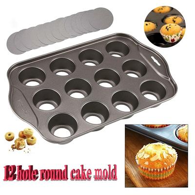 Deluxe Mini Baking Tin Pan 12 Cheesecake Cup Cake Tray Non Stick Muffin Cupcake