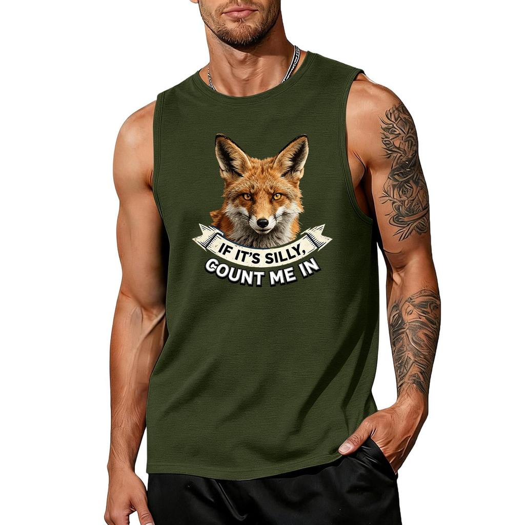 Men's Funny Animal Saying Tank Top - Loose Fit Breathable Summer Vest for Gym and Street