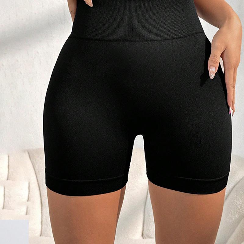 High-Waisted Peach Yoga Shorts - Hip-Lifting Sportswear for Women Large чёрный