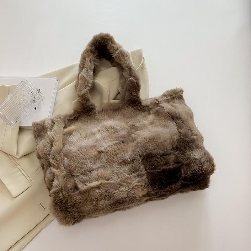 Autumn large-capacity plush bag new women's bag fashionable high-value shoulder bag tote bag for women