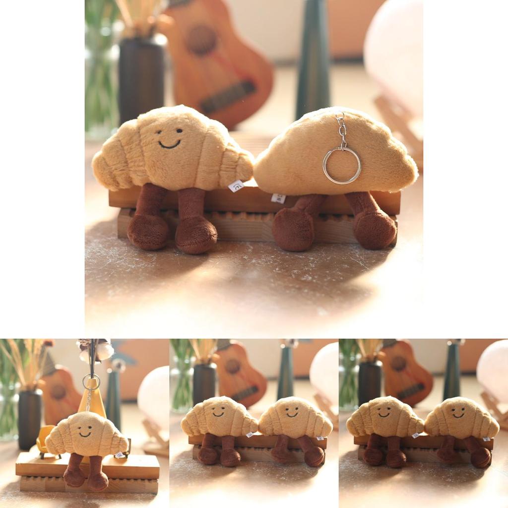 Croissant Plush Keychain Toy Pp Cotton Soft Stuffed Gift For Kids Teens Room Decor