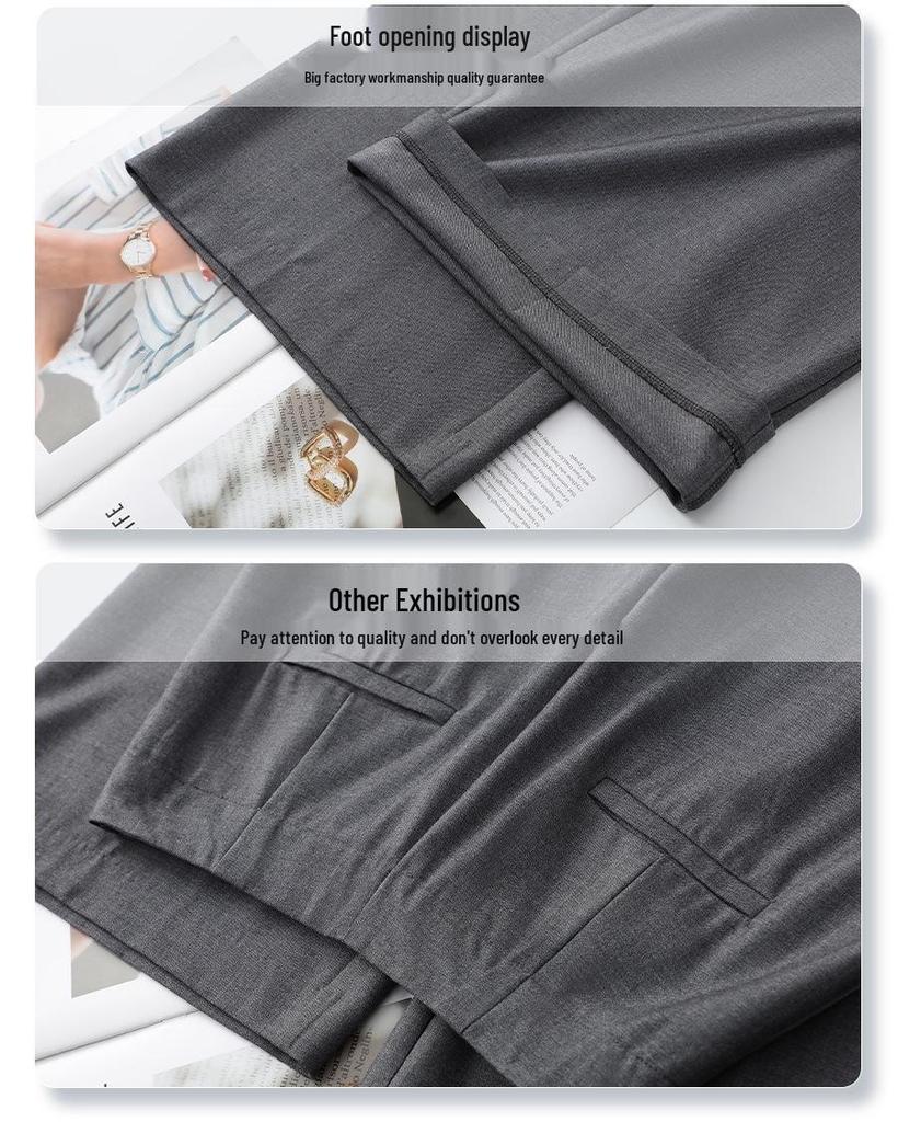 Damen Graue Weitbeinige Anzughose - 2025 Frühling/Sommer Fließend, Locker geschnitten, Hochwertige Hose