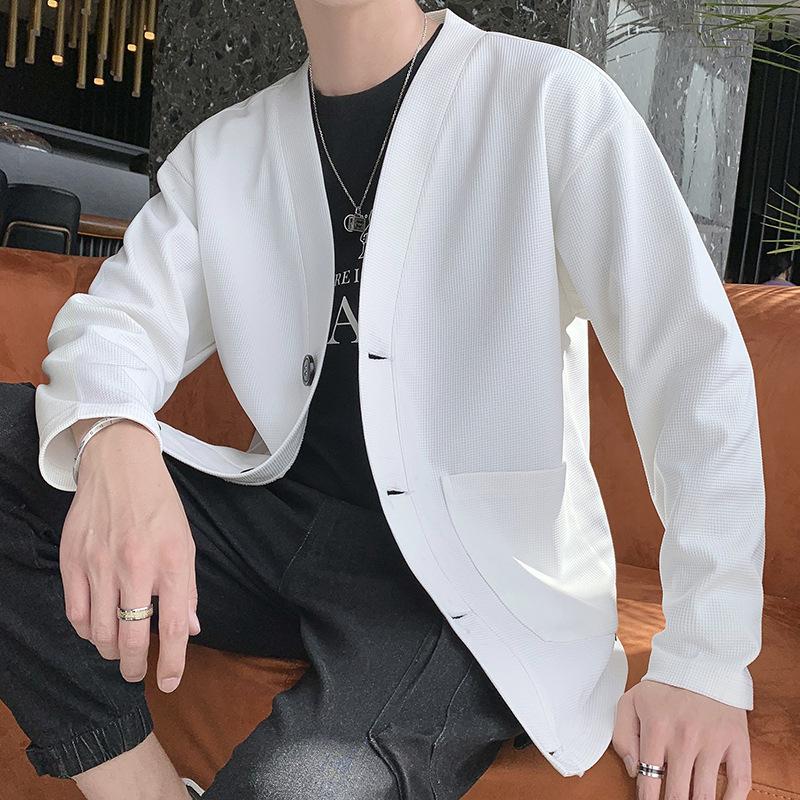 Sweatshirt Heren Effen Kleur Opgezette Zak Cardigan Jas Wafel