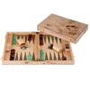 Luxury Wooden Backgammon - ENGELHART - 15" Briarwood &; Walnut - Suitcase 48x38 Cm - Green/Brown Pieces - Complete Set