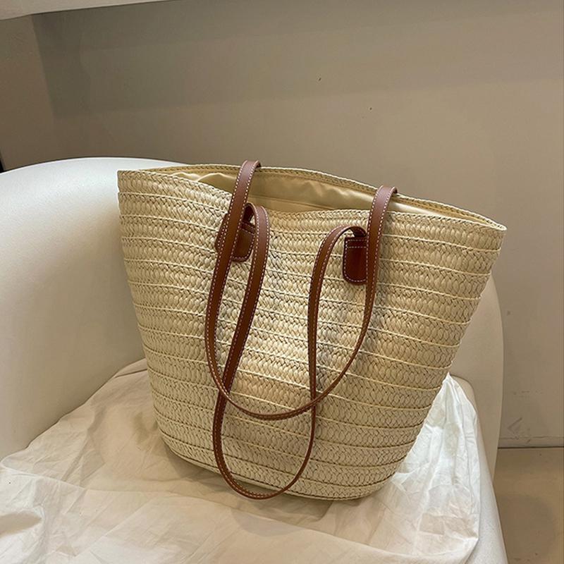 Ženy Pletený košík Spojky Taška s horní rukojetí Velká slaměná přenosná taška přes rameno Letní plážové peněženky Nákupní taška Dámská