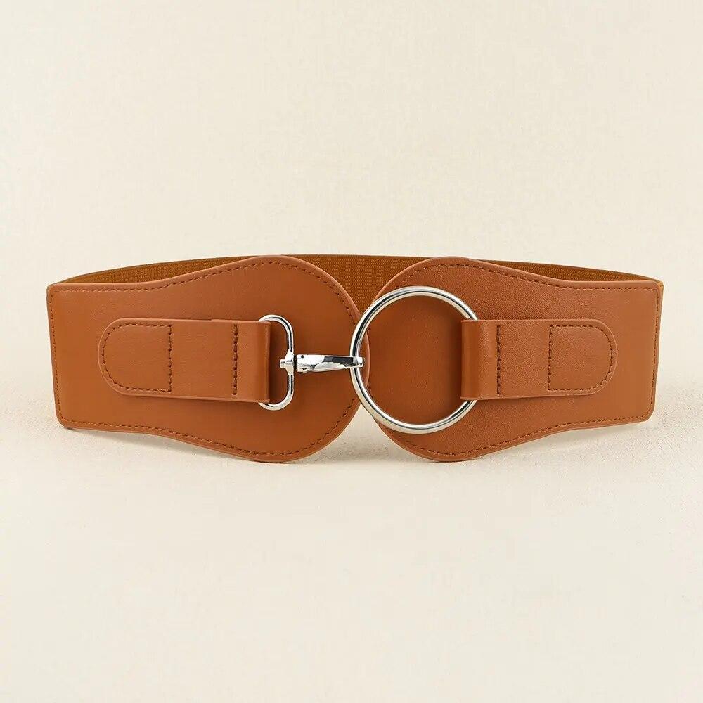 

Модний поясний ремінь Wowen для прикрашеної сукні, широкий поясний ремінь, еластичний пояс, 1 шт. коричневий