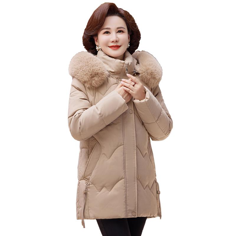 In the elderly mother winter short down cotton jacket grandma winter velvet thickened hooded elderly clothes