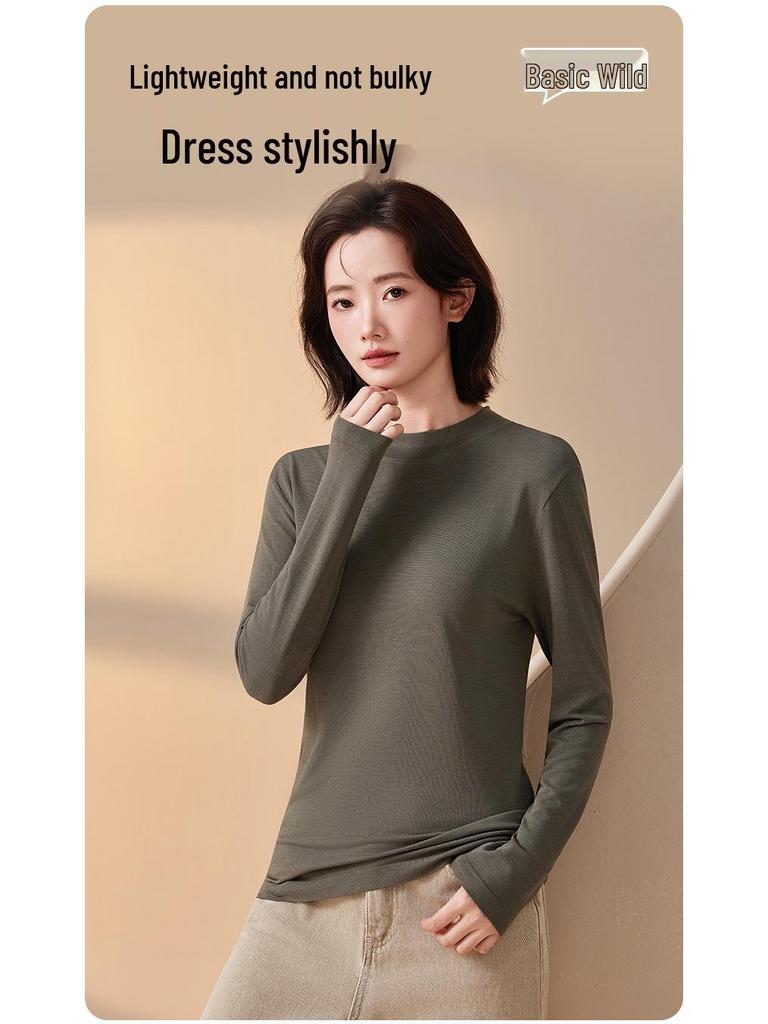 Damen High-End Modal Strick Rollkragen Basisschicht - Warmes Langarm Herbst/Winter Oberteil