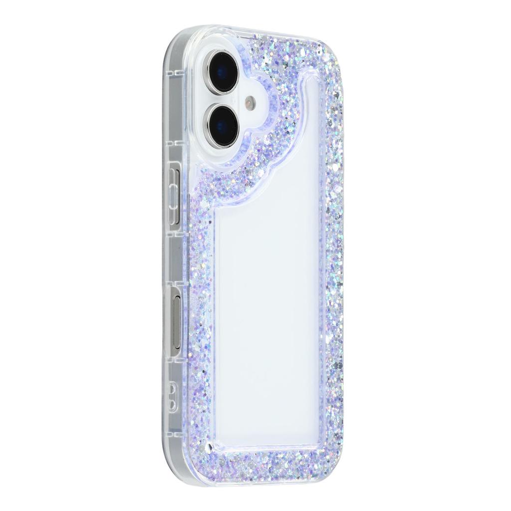 For iPhone 16 Case Glitter Epoxy Soft TPU Clear Back Cover