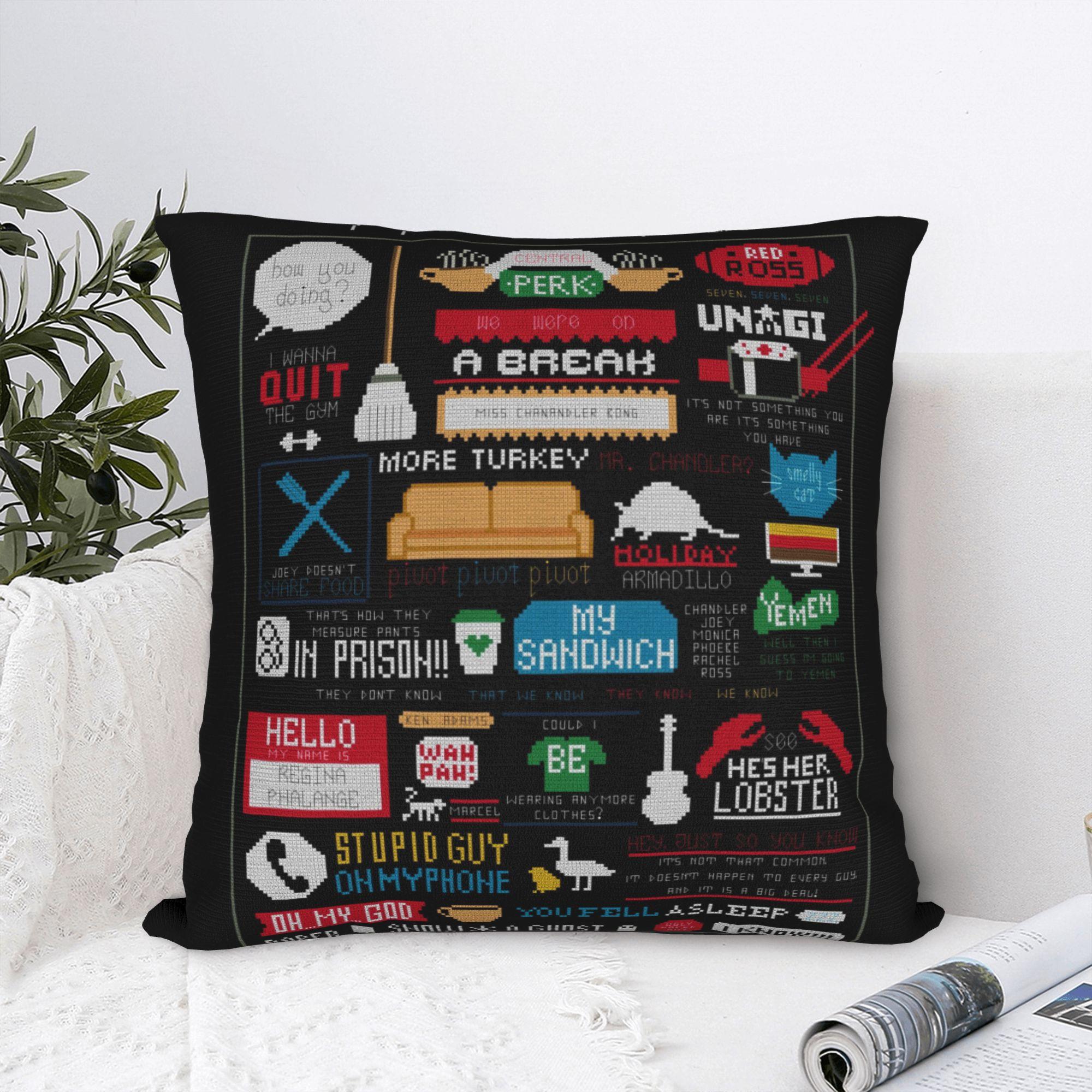 Helenal Unisex Friends Tv Show Pillowcase Printing Fabric Cushion Cover Decoration Central Perk Throw Pillow Case Cover Home Square 40X40cm