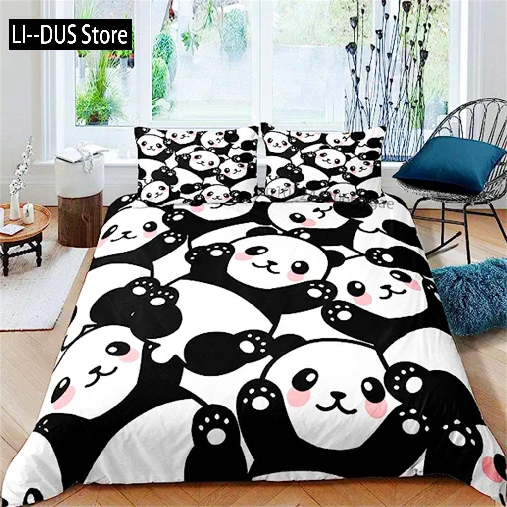 Black And White Panda Duvet Cover Boys Girls Cute Giant Panda Duvet Cover Set Kids Cartoon Animal Pattern Comforter Cover Decor