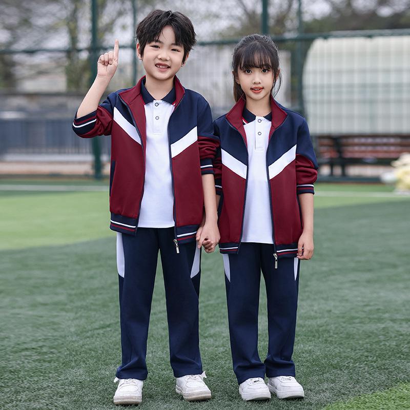Primary School Spring/Autumn Sportswear: 3-Piece POLO Set with Summer Short Sleeve Garden/Class Uniforms