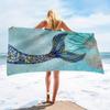 Mermaid Tail Design Microfiber Beach Towel, Quick-Dry Soft Plush Lightweight for Beach Travel Camping