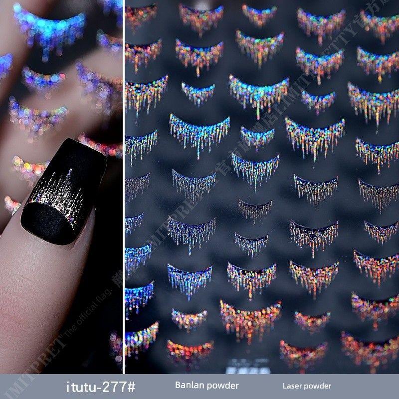 

Новинка Флеш Мои Живые Истории Лазерная Пудра Серебряное Тиснение Кисточка Наклейка для Ногтей Золочение Цветное Золочение Ювелирные Изделия для Ногтей Colorful crushed powder laser powder