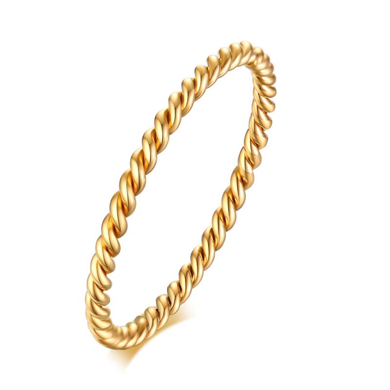 Chic Twisted Rope Slim Ring for Women, Stainless Steel Metal Wedding Rings Finger Band, New Elegant Simple Vintage Party Jewelry