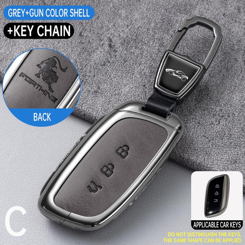Étui pour clé de voiture en alliage de zinc pour Dongfeng Fengxing Forthing S7 Coque de décoration à distance Style de voiture Porte-clés Boîtier
