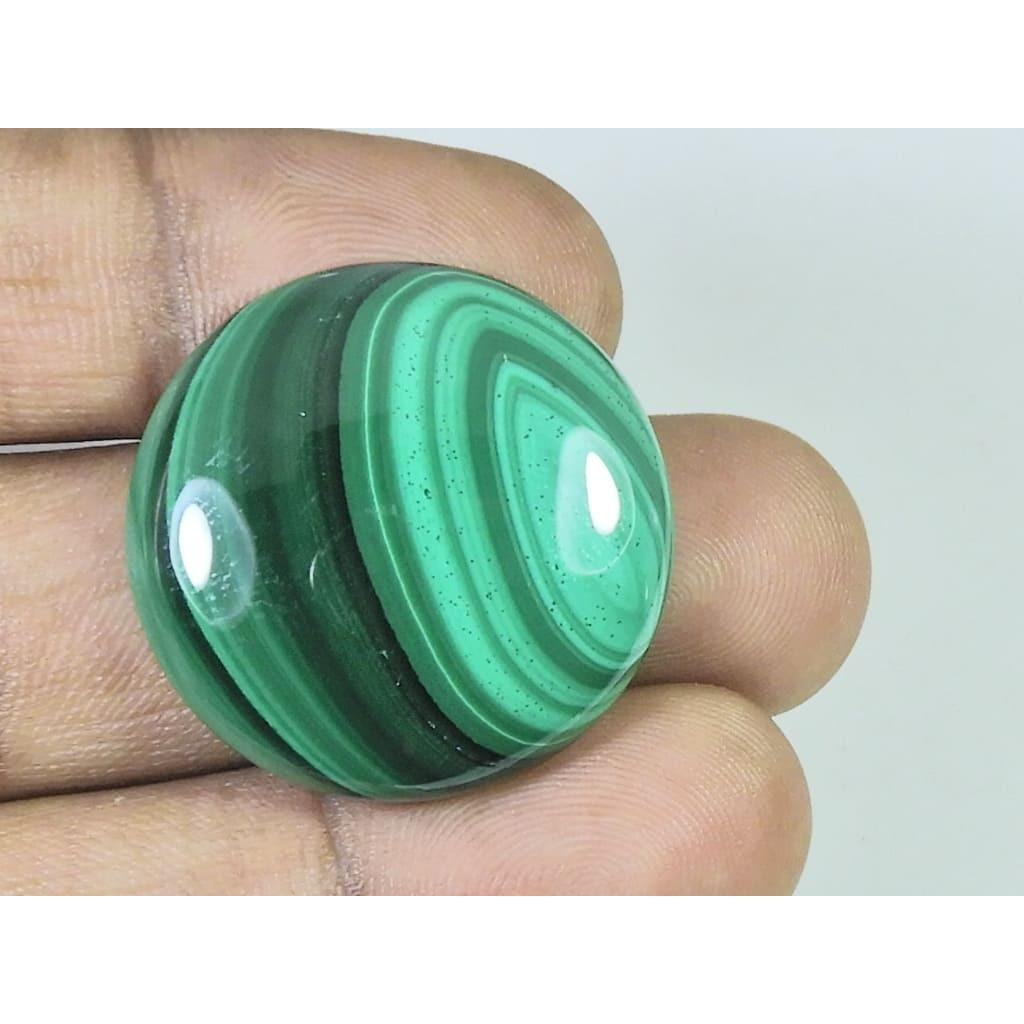 

70Cts. Natural Green Malachite Round Shape Cabochon Loose Gemstone 29X29X6MM D-376