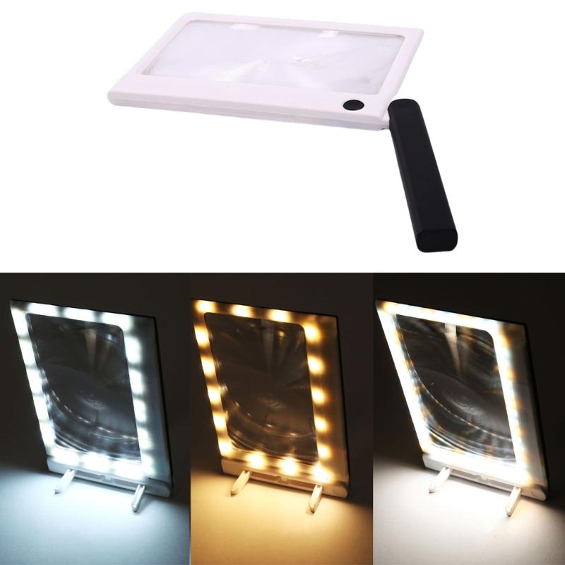 Handheld Magnifier with Bright LED Light Large Viewing Area Reading Aid with Light for Macular Degeneration Support