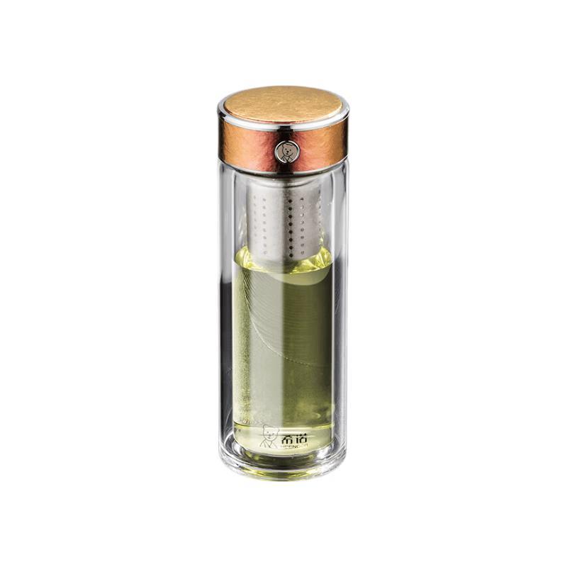 Heenoor Double-Layer Titanium Antibacterial Glass Tea Infuser Bottle