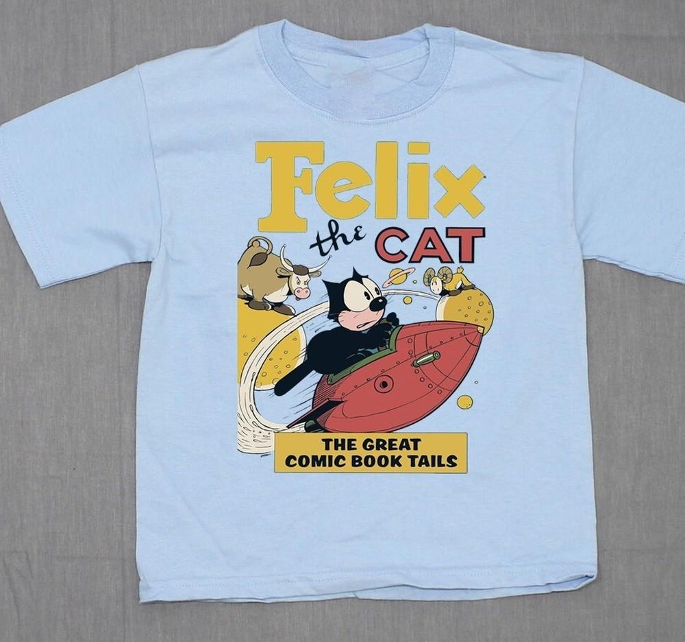Felix the Cat Movie Classic Funny Unisex Cotton T-Shirt All Size Light Blue Unisex T-Shirt S