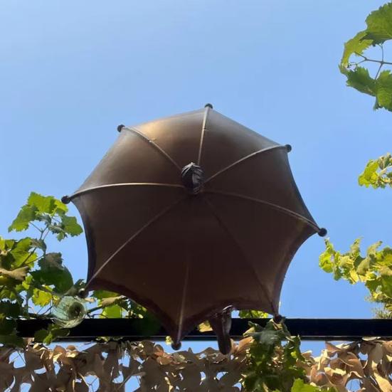 Outside Umbrella Bird Feeder Weather-proof Metal Hanging Outdoor Garden Patio Yard Hanging Bird Bath Feeding Bowl Decoration