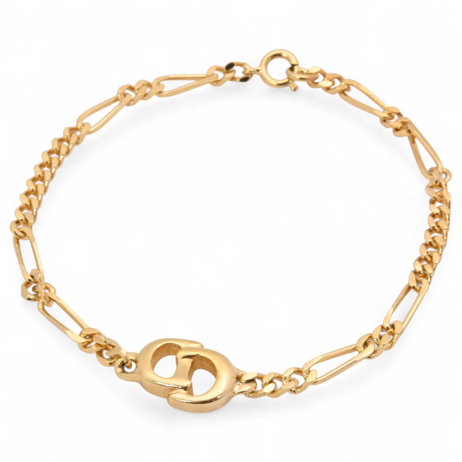

Auth DIOR CD Logo Bracelet Gold Metal di5505sw