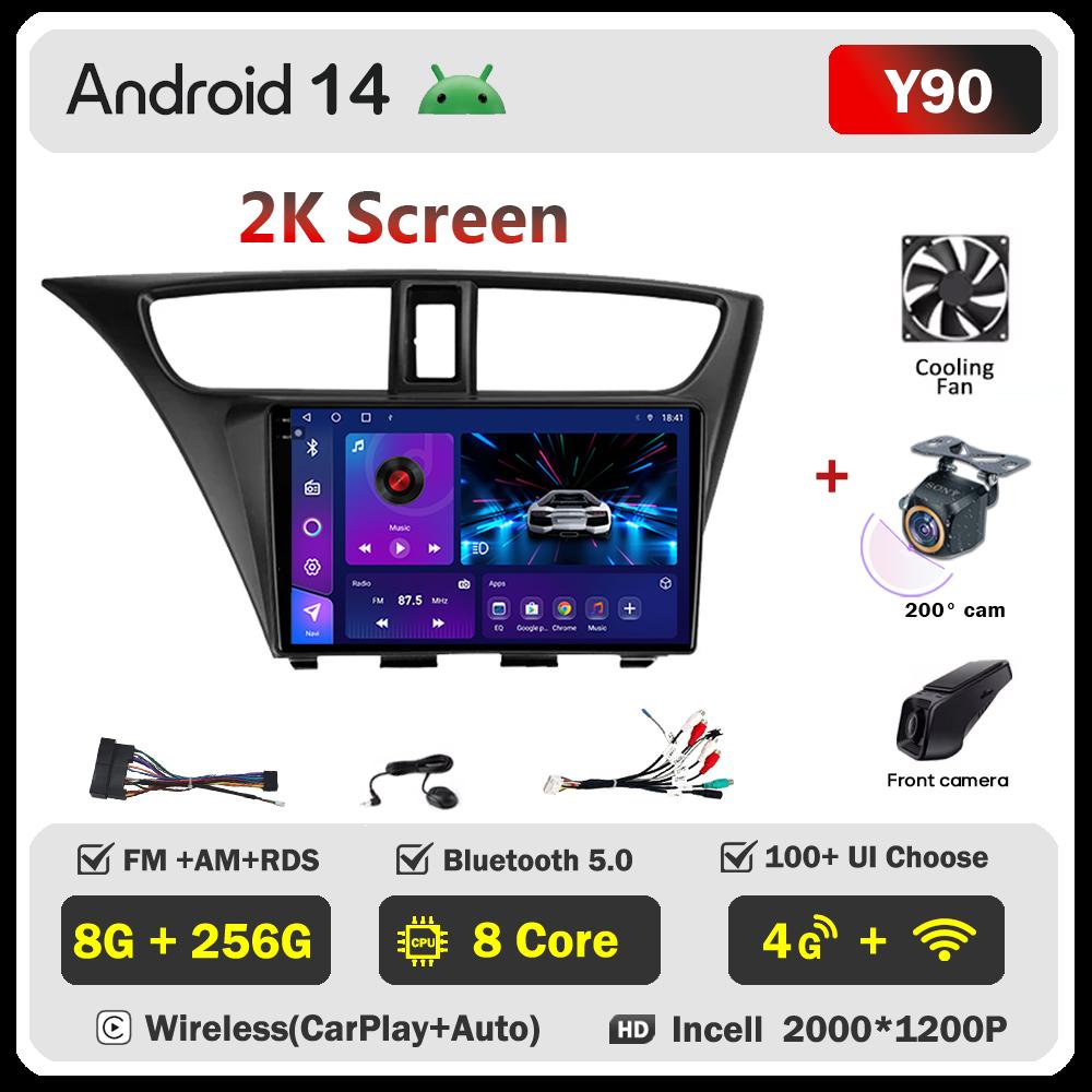 For Honda Civic 9 FK FB 2012 - 2017 Car Radio Player Car Carplay Screen Autoradio Mirr 4G or Link Car Intelligent Systems 8 Core