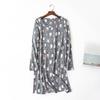 Spring Autumn Women Nightgown Round Neck Cartoon Printing Long Sleeves Loose Pullover