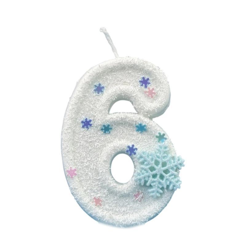 652F Creative Gift Winter Snowflake Themed Birthday Number Durable Paraffins Wax Perfect For Themed Celebration Decors