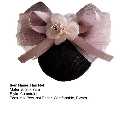 Women Hair Net Mesh Head Flower Headdress Floral Hair Adornment Versatile Decorative Hair Mesh Hair Styling Tool