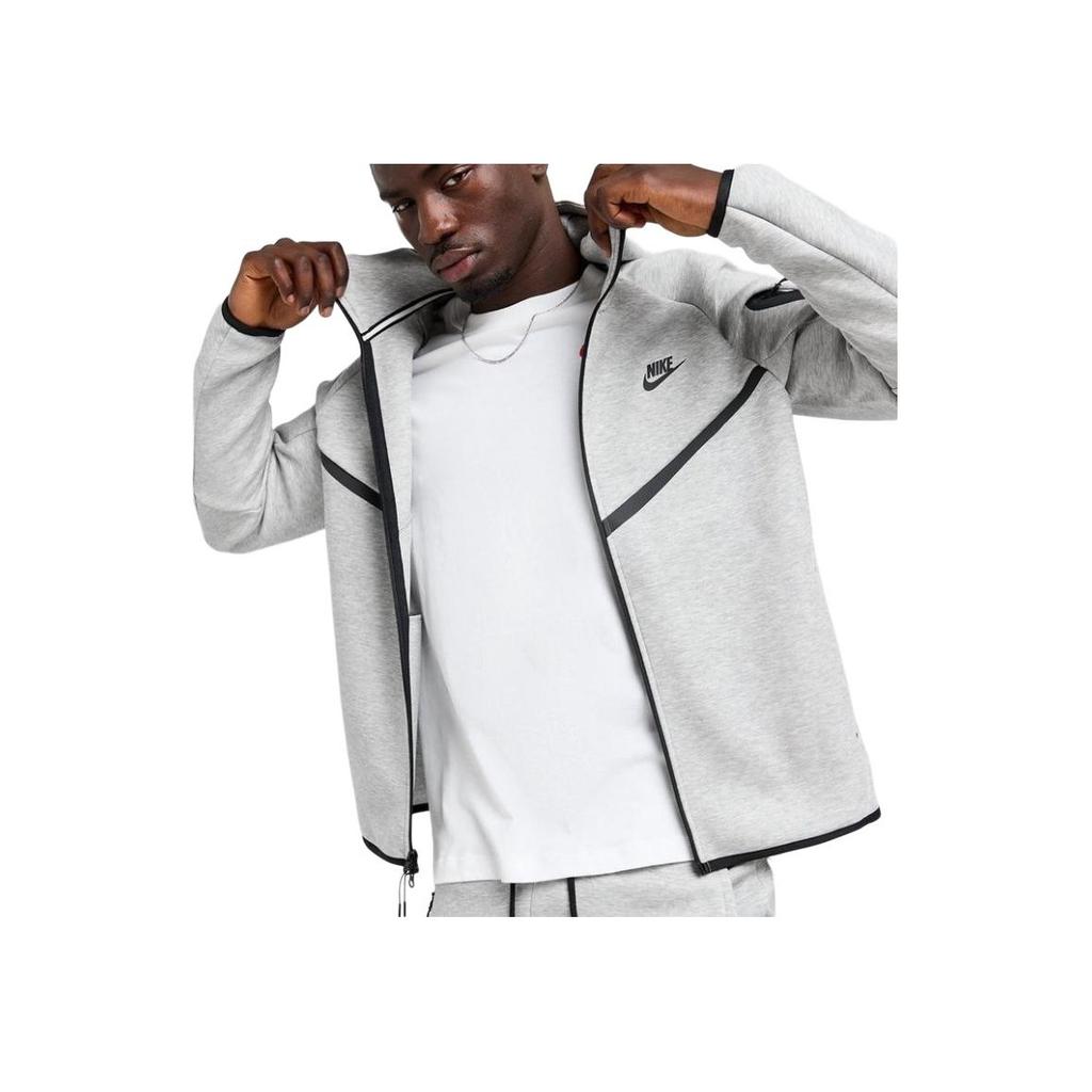 Nike Bluza z kapturem Windrunner na zamek błyskawiczny z materiału Tech Fleece Ciemnoszary melanż/Czarny Odzież wierzchnia męska HV0949-063