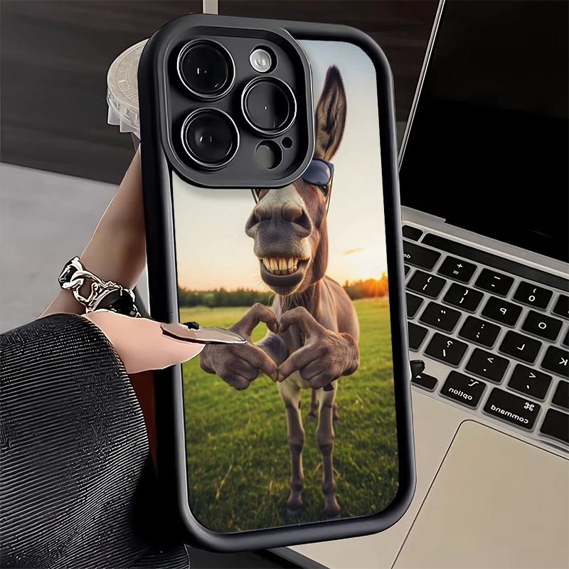 Phone Case for iPhone 17 Air 16E 15 16 Pro Max Funny Donkey Animal Cover 14 Plus 13 12 Mini Soft Shell Silicone Fundas