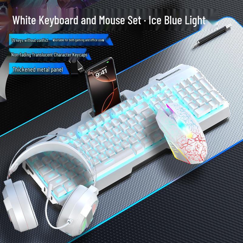 GX810 Wired Gaming Set: Mechanical Feel Keyboard, Mouse & Luminous Headset for Esports and Office.