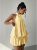 2025 European & American Solid Color Off-Shoulder Halter Neck A-Line Summer Dress