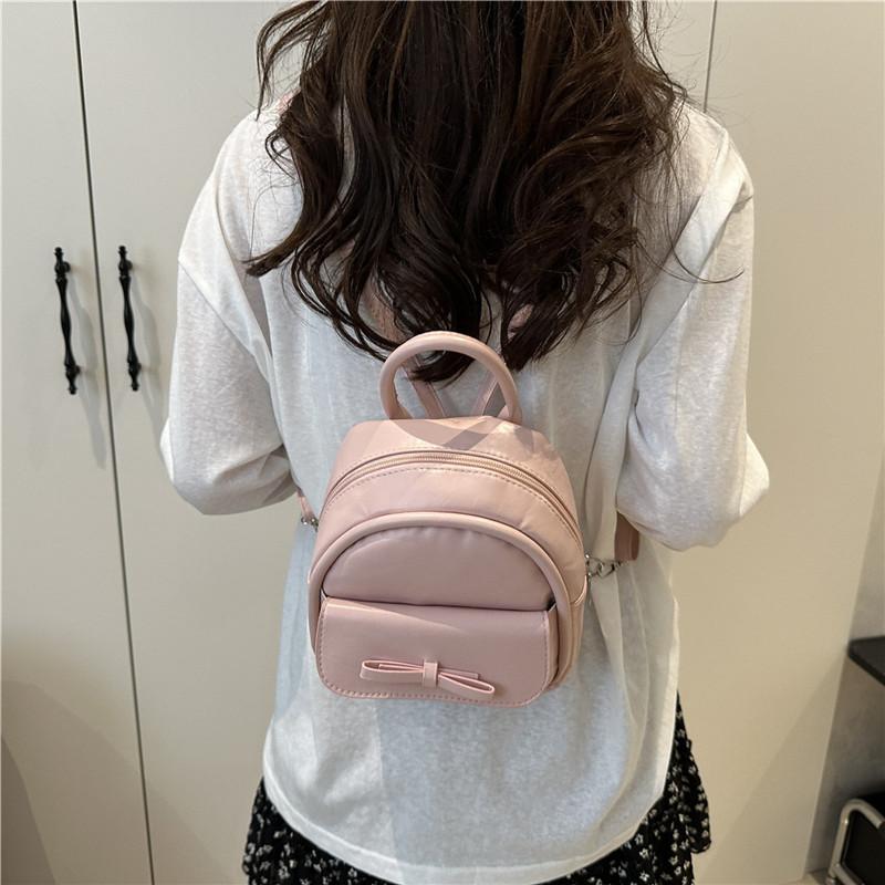 Color Solid Elegant Bow Small Designer Backpack Sewed Details Daily Bags Wear